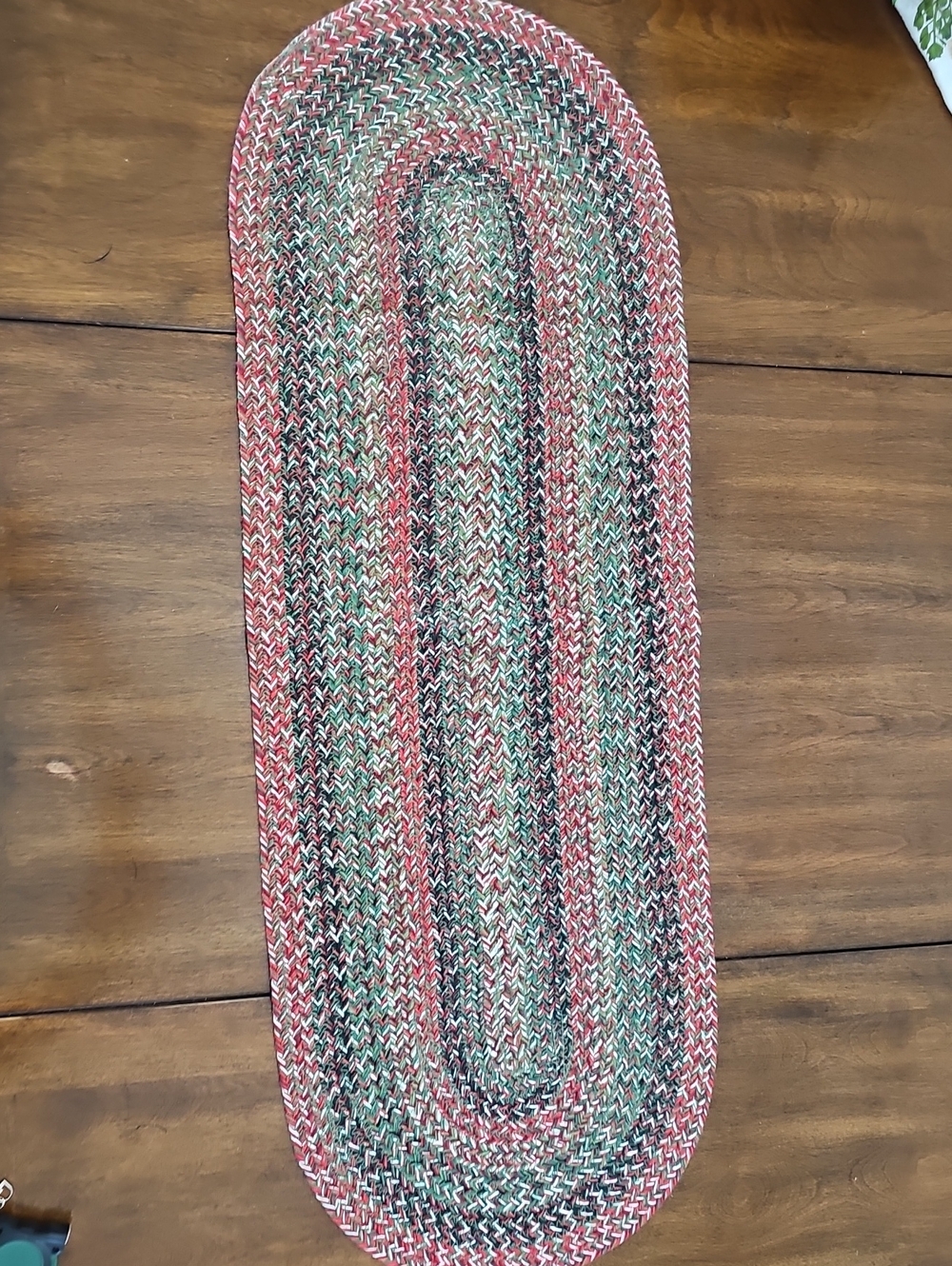 St. Nicholas Square Red Green Braided Table Runner